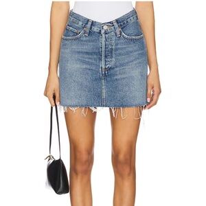 Agolde v waist mini denim skirt